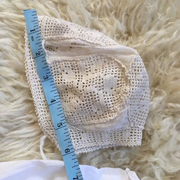 Antique Handmade Lace Christening Cap OS - Picture 10 of 11